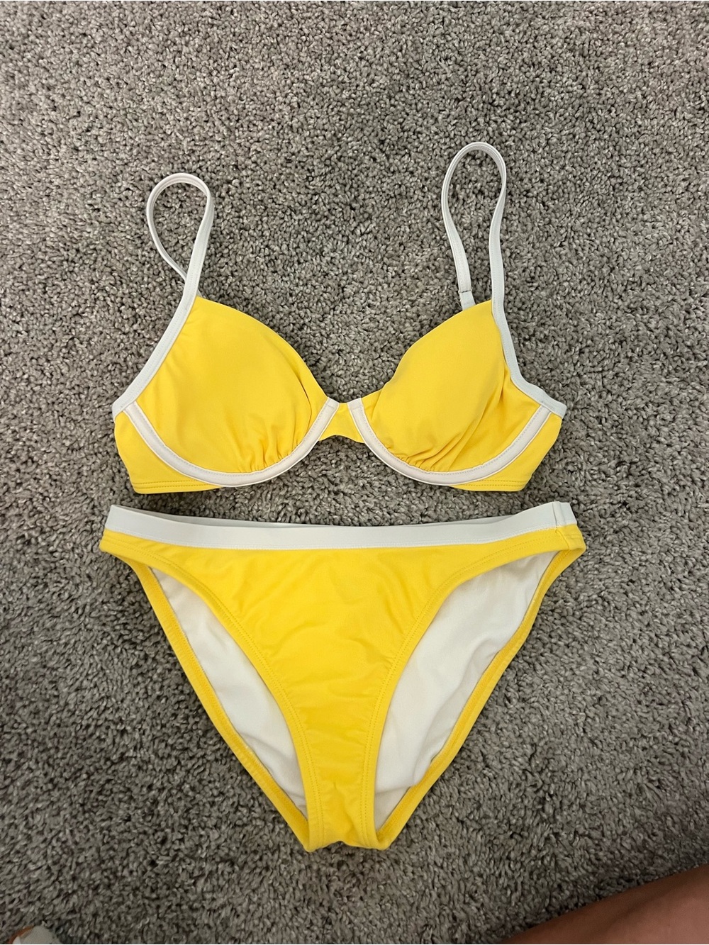 Shade & Shore Yellow Bikini with White Trim